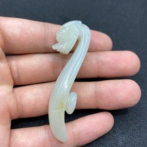 Hetian nephrite jade mutton fat dragon head buckle